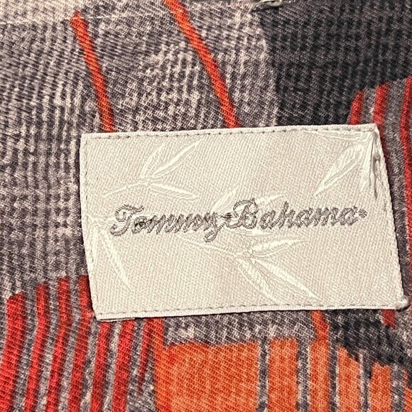 Tommy Bahama Hawaiian 100% Silk Button Up Shirt XL Orange/Tan/Brown Floral EUC - Picture 3 of 9